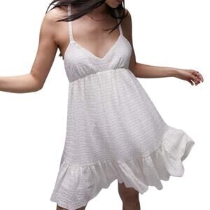 Topshop Crochet Mini Oversized Swing Sun Dress In Ivory Plus Size 14